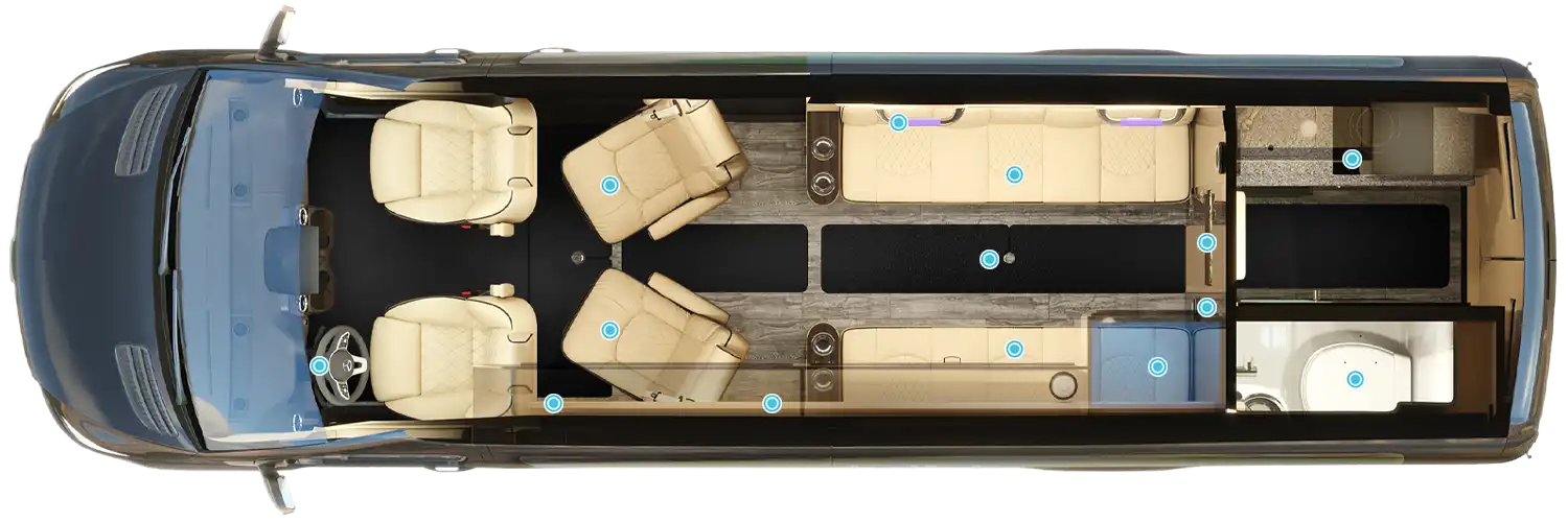 Ultimate RV, custom mercedes RV floor plan