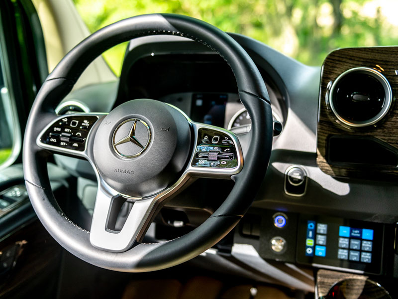 Leather wrapped steering wheel