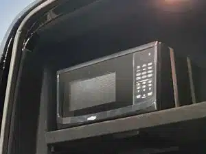 rear microwave on shelf