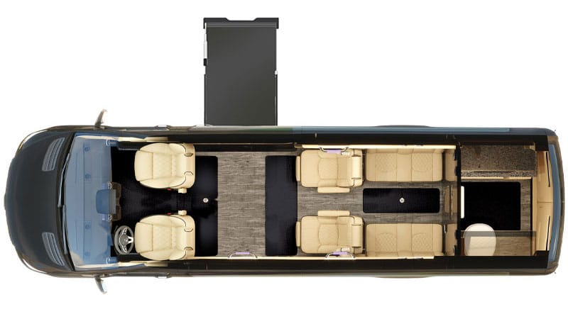 Floor plan of Ultimate Coach equipped with Under Vehicle Lift