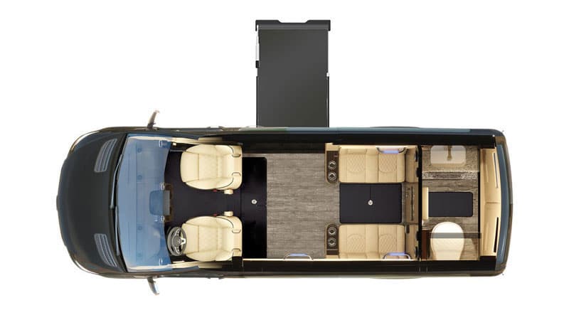 Floor plan of Ultimate Cruiser 144 equipped with Under Vehicle Lift